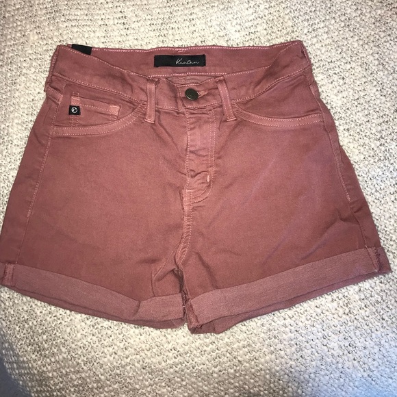 KanCan Neon Carnation Stretchy Denim Shorts